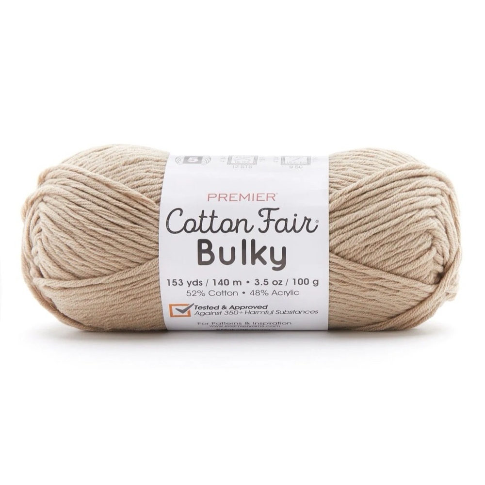 Premier Yarns Cotton Fair Bulky Sand Light Brown Tan Yarn NWT